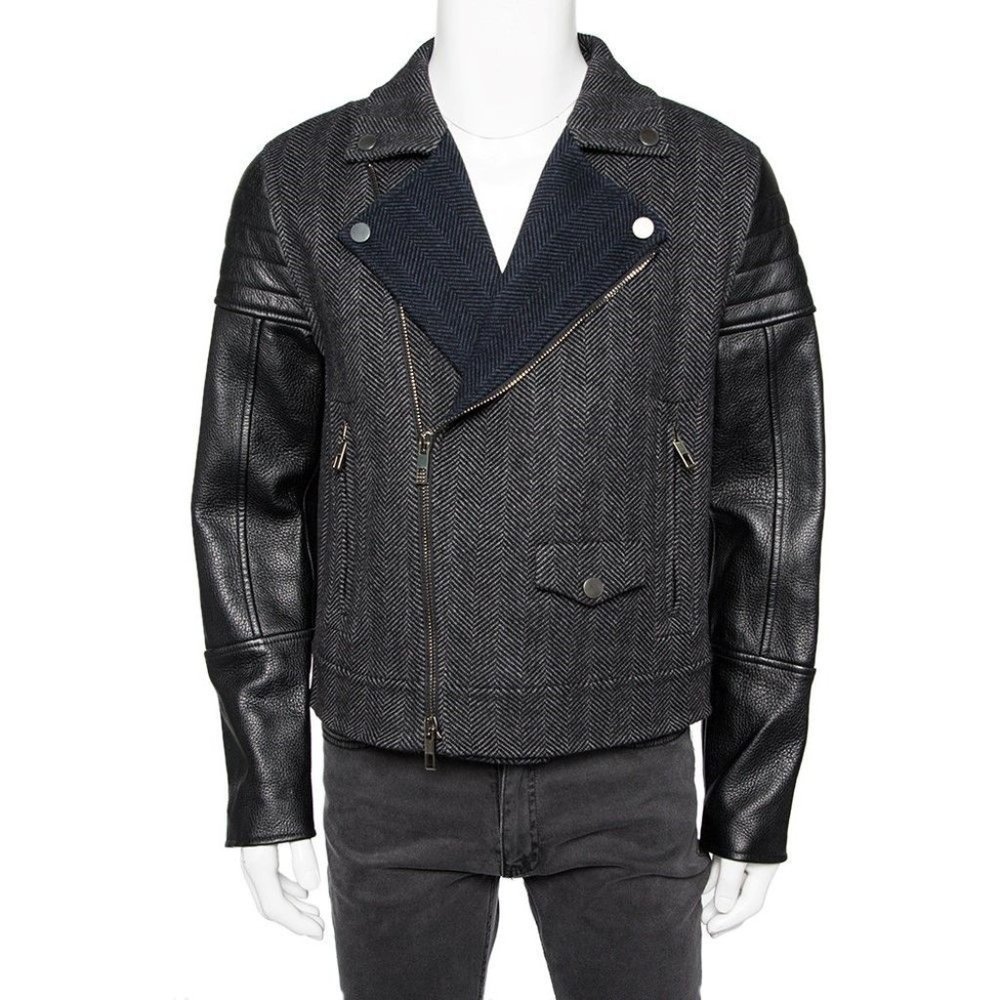 VALENTINO New 52 Biker Jacket Leather Angora